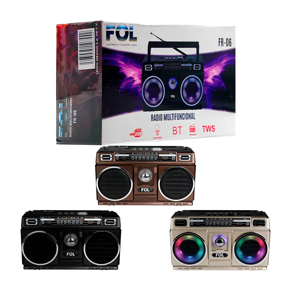 Radio - bocina inalámbrica con diseño vintage, luz rgb, tws, perilla …
