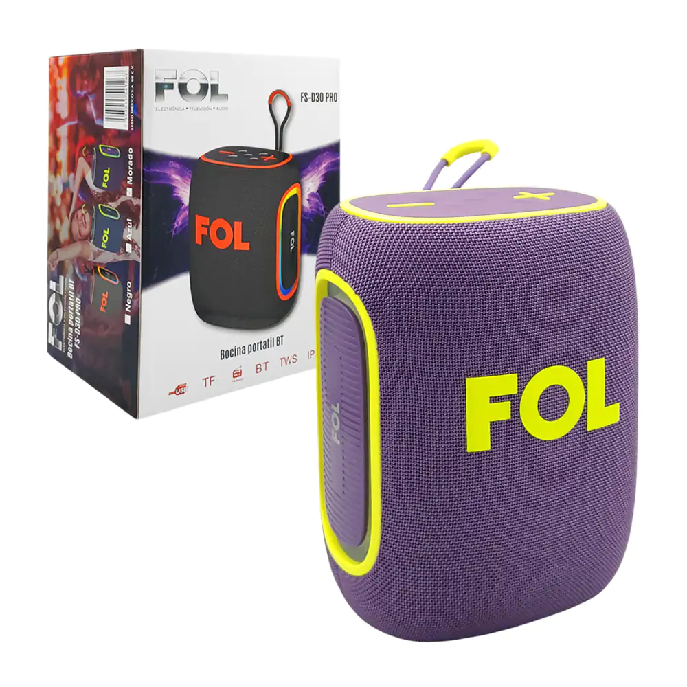 Bocina rectangular inalámbrica con luz rgb, ipx5, tws, radio fm + cor…