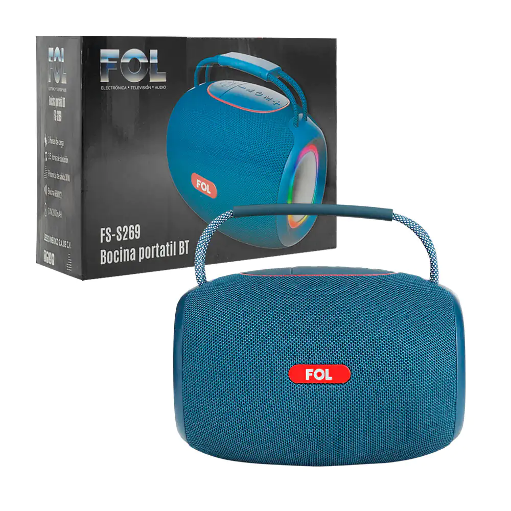 Bocina inalámbrica fol con sonido 360, asa + luz rgb, variedad de col…