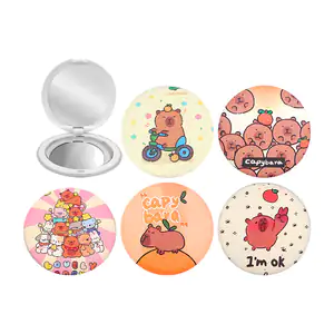 1pz espejo de bolsillo redondo doble con estampado de capibara kawaii…