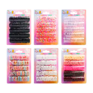 Blíster con ligas para el cabello, variedad de colores y diseños