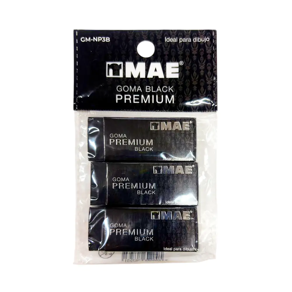 Blíster con 3 borradores premium en color negro, ideales para dibujo …