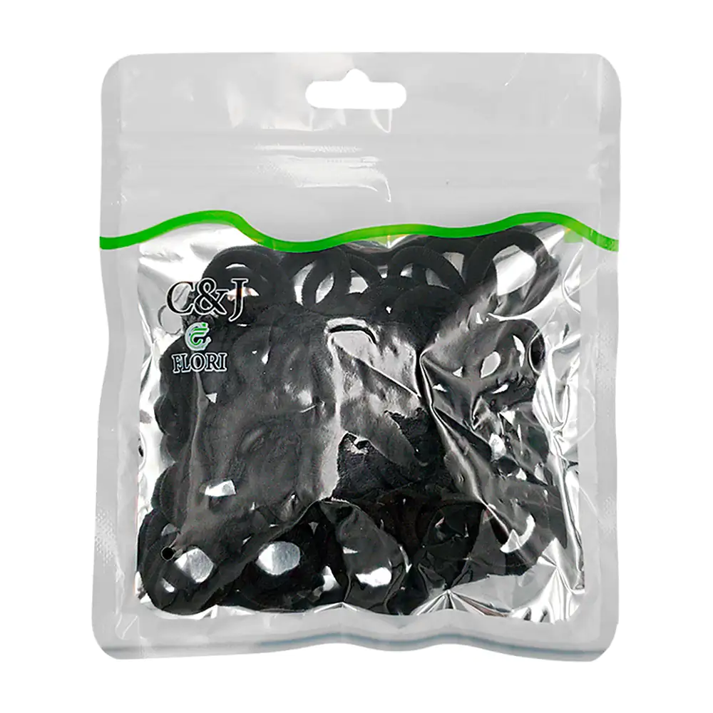 Paquete c&j flori con 50 mini dona ligas de tela para el cabello