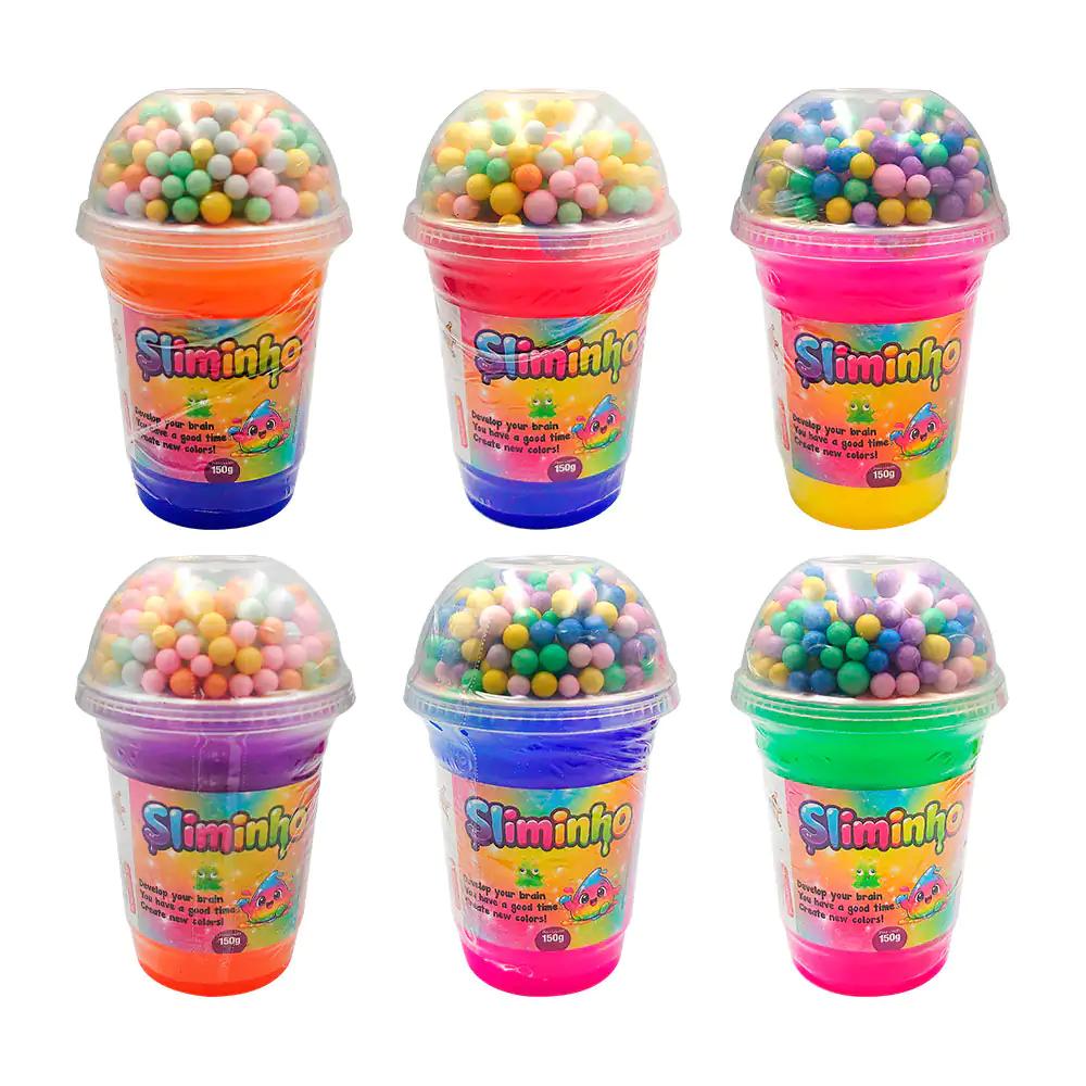 Bote con slime bicolor sliminho, tapa con bolitas de colores,150g, va…
