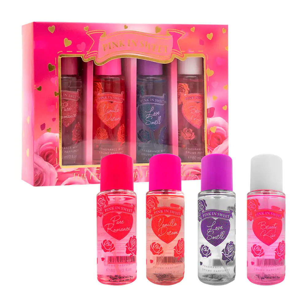 Kit de 4 fragancias pink in sweet en spray para dama, aromas florales…