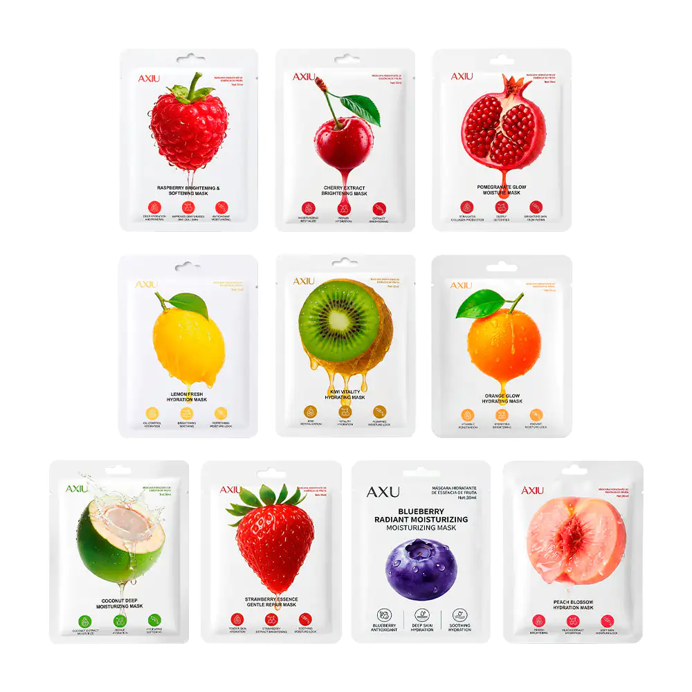 1pza Mascarilla facial axiu hidratante con extracto de fruta, varieda…