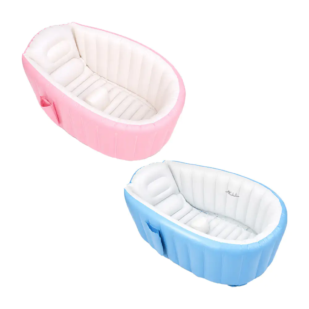 Tina bañera inflable para bebés con soporte, válvula de drenaje + bom…