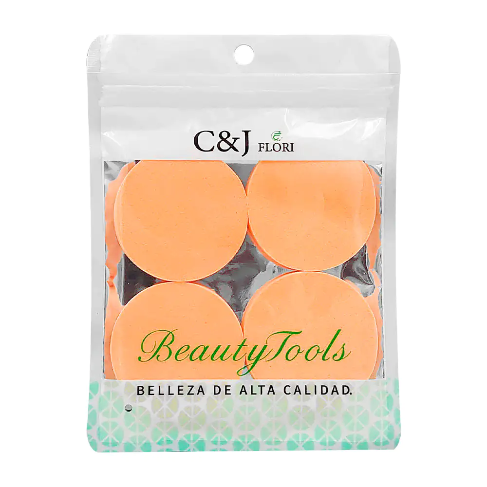 Paquete c&j flori con 4 esponjas circulares aplicadoras de maquillaje