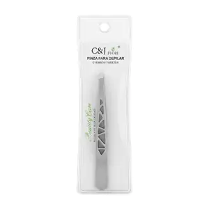 1pz Pinza c&j flori metálica saca cejas con diseño de triángulos