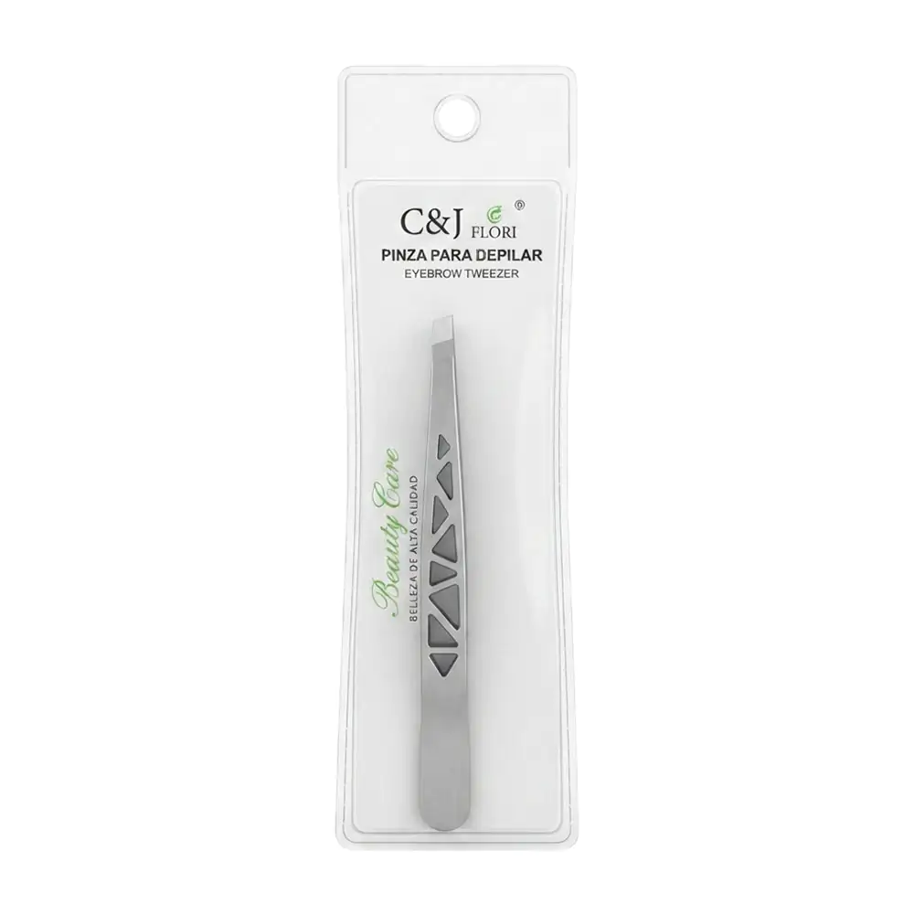 1pz Pinza c&j flori metálica saca cejas con diseño de triángulos