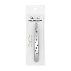 1pz Pinza c&j flori metálica saca cejas con diseño de agujeros