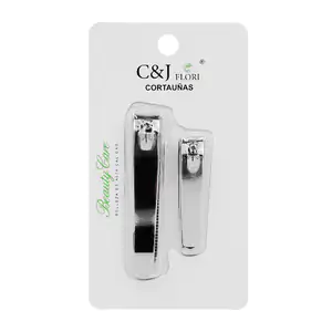 Blíster c&j flori con 1 cortaúñas metálico de 8cm y 1 cortaúñas de 6cm