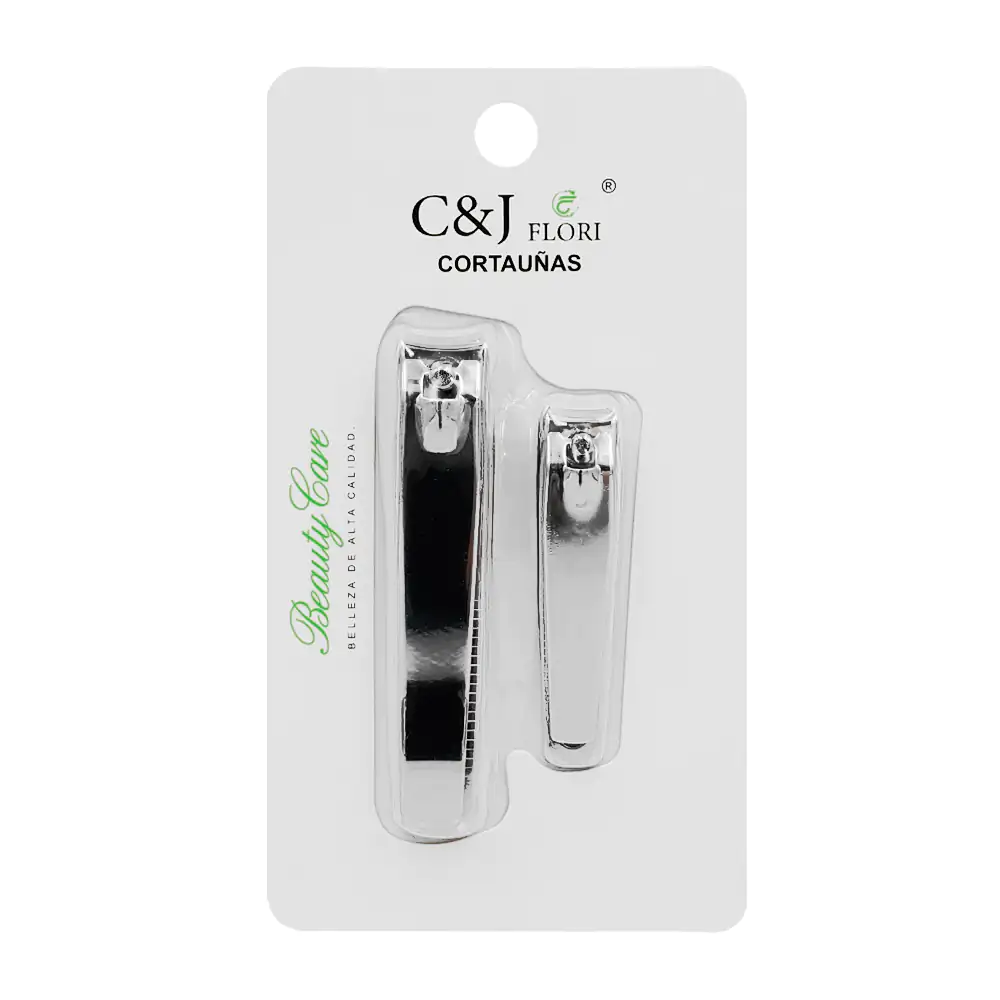 Blíster c&j flori con 1 cortaúñas metálico de 8cm y 1 cortaúñas de 6cm