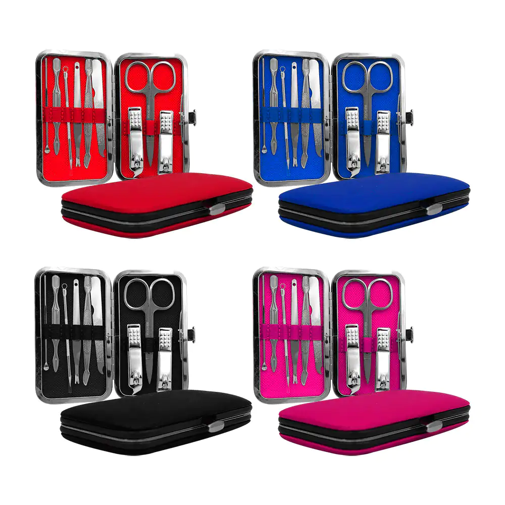 Estuche con 9 accesorios de acero inoxidable para el cuidado de las uñas 