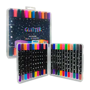 Estuche con 24 plumones - marcadores de doble punta con glitter, vari…