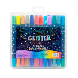 Estuche con 72 plumones - marcadores de doble punta con glitter, vari…