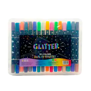Estuche con 96 plumones - marcadores de doble punta con glitter, vari…