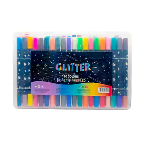 Estuche con 120 marcadores - plumones de doble punta con glitter, var…