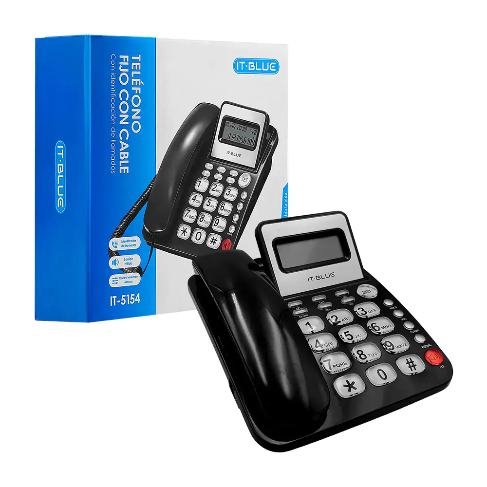 Teléfono fijo it blue alámbrico con pantalla indicadora, multifuncion…