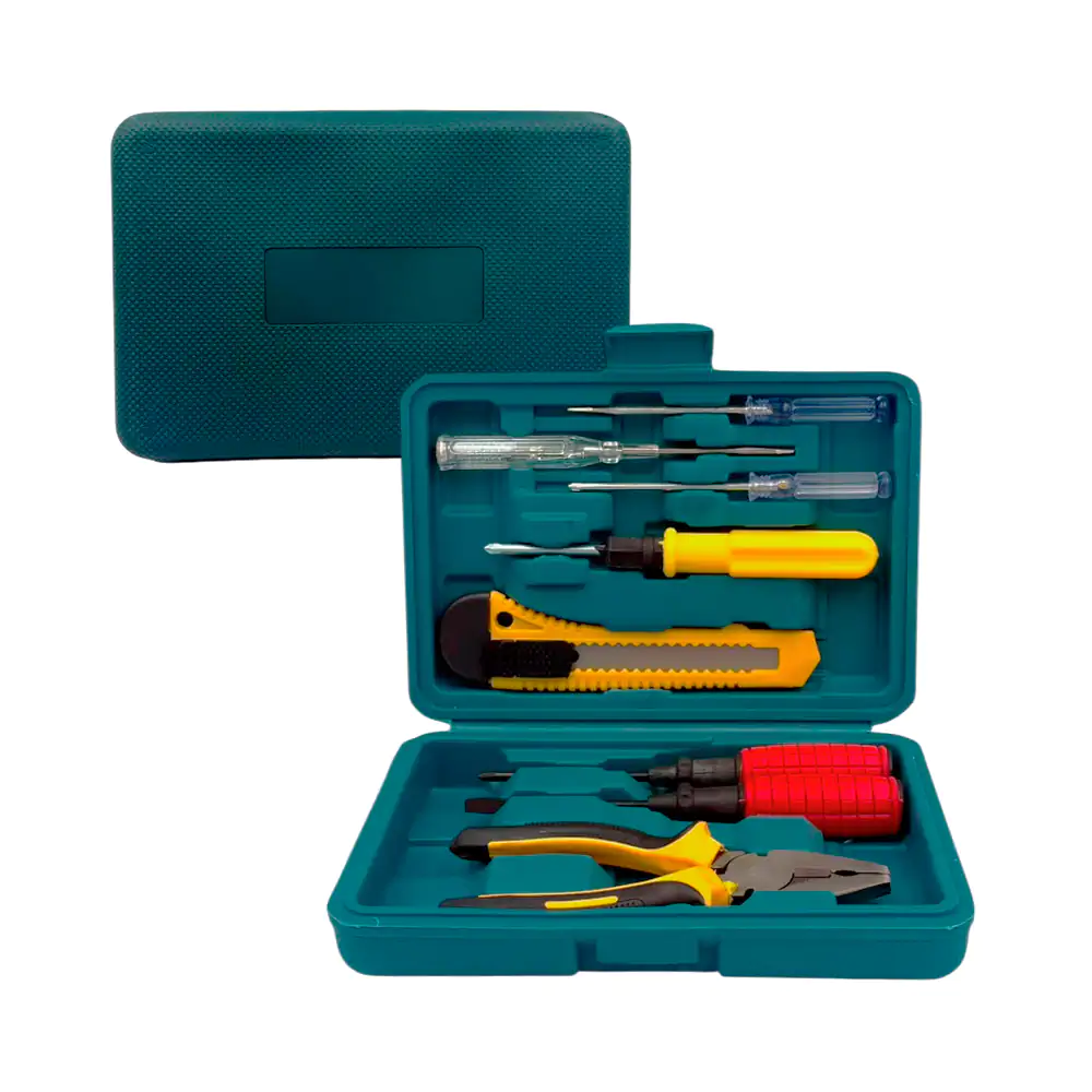 Estuche con 8 herramientas, desarmadores planos y de cruz, pinzas y cutter / jgjx07-78