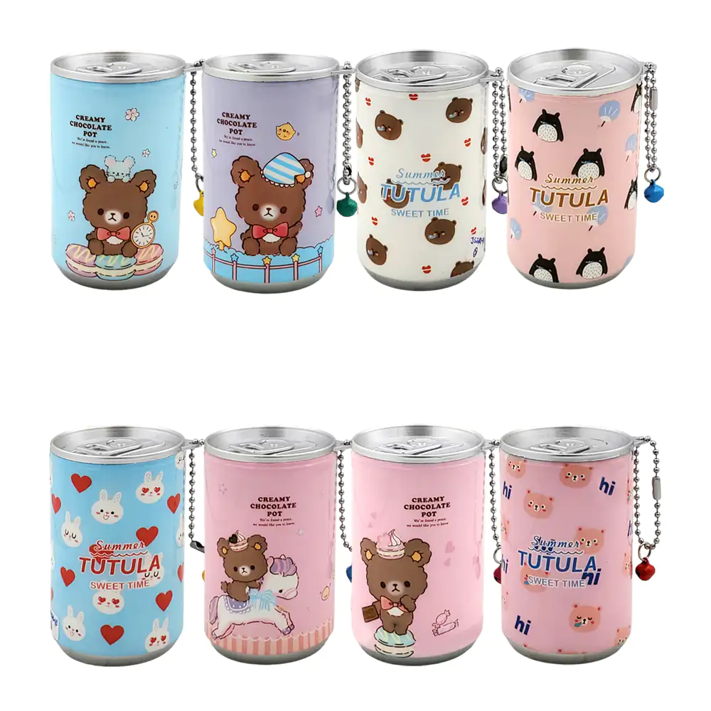 Mini lata de toallitas húmedas con estampado de animalitos kawaii + cascabel