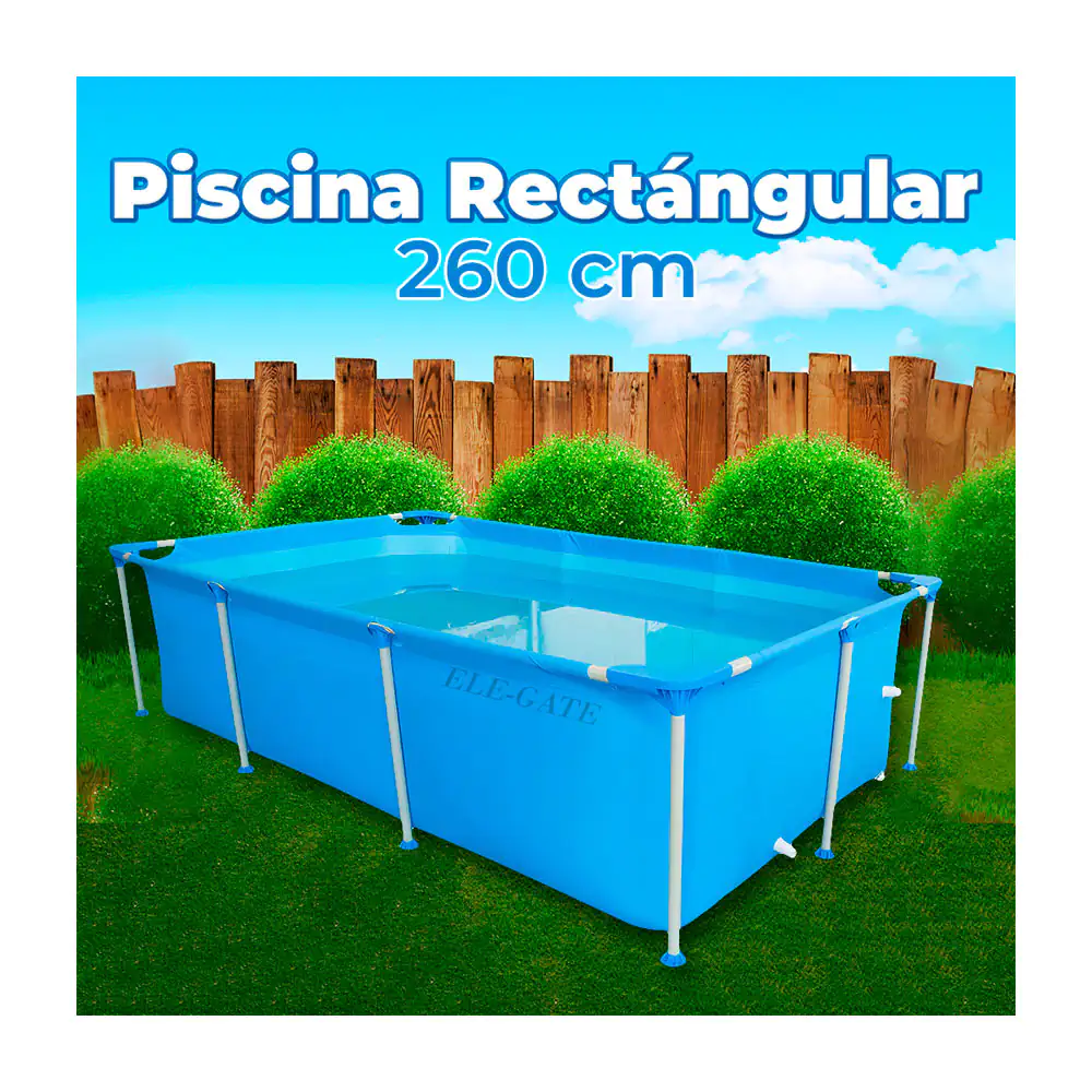 Piscina rectangular armable con soporte metálicos, 260x160x65 / jug.4…