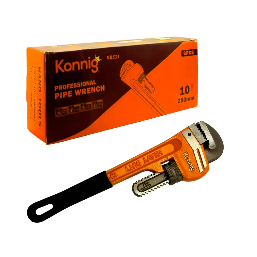 Llave stilson - perica de 10in color naranja con mango antideslizante…