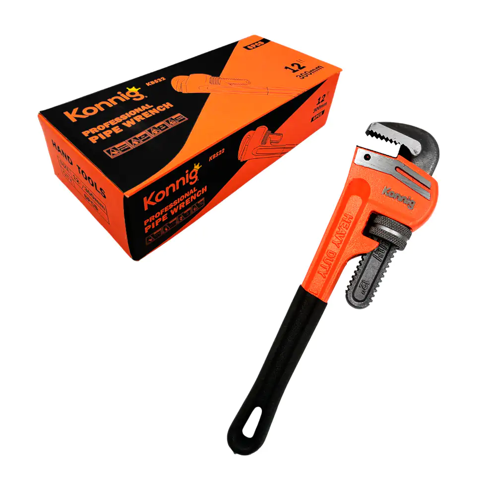 Llave stilson - perica de 12in color naranja con mango antideslizante…