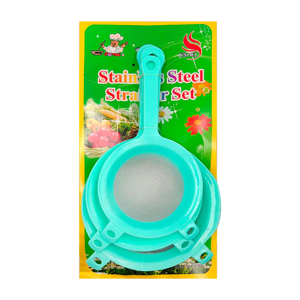 Paquete con 3 coladores de plástico con malla fina para cocina, varie…