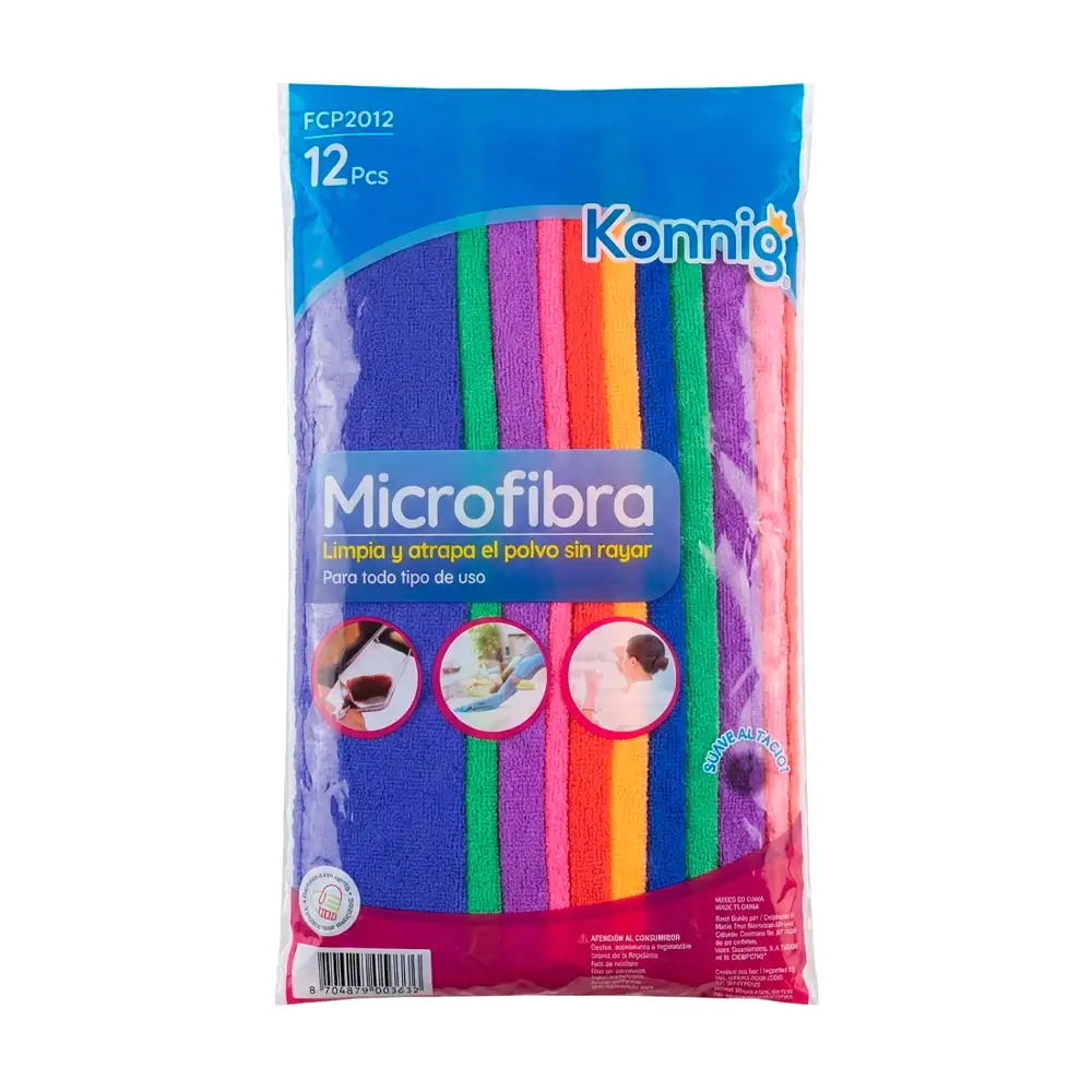 Paquete con 12 toallas de microfibra multiusos suaves al tacto, 40x40, variedad / kcp2312