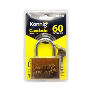 Blíster con candado de seguridad konnig de 60mm + juego de 3 llaves