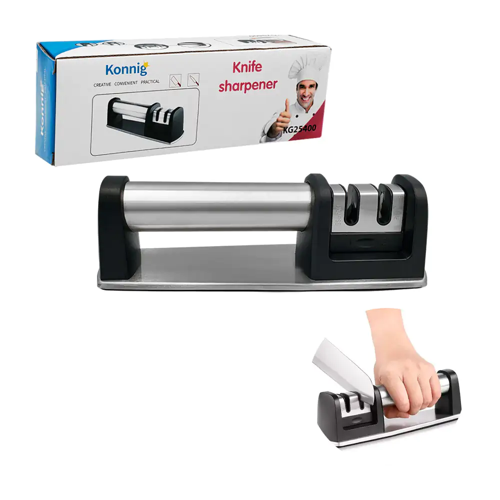 Afilador de cuchillos de acero inoxidable con agarradera y base antid…