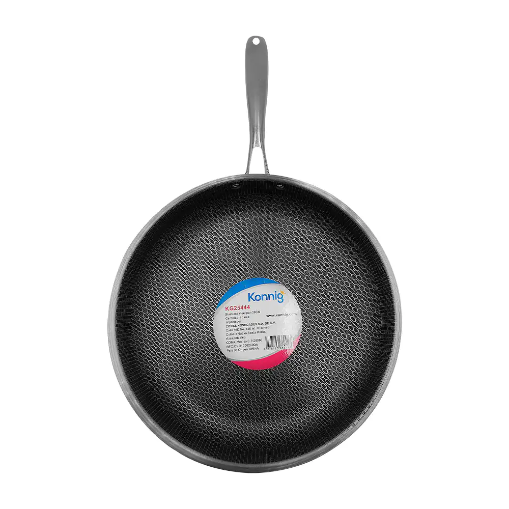 Sartén grande antiadherente de 30cm, acero inoxidable con mango metál…
