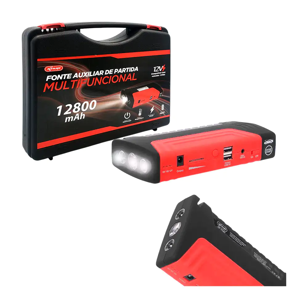 Fuente auxiliar de partida multifuncional 12v, 12800mah y linterna le…