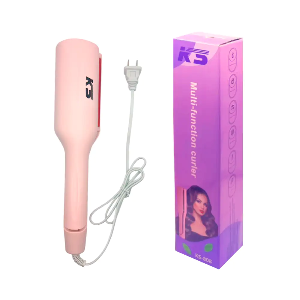 Pinza tenaza para hacer ondas en el cabello, placas de cerámica, temperatura ajustable / ks-808