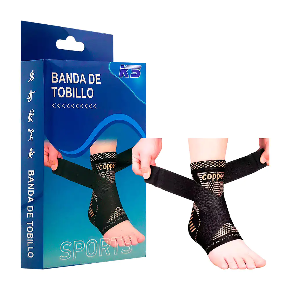Tobillera copper ortopedica ajustable con velcros, tela elástica, ban…