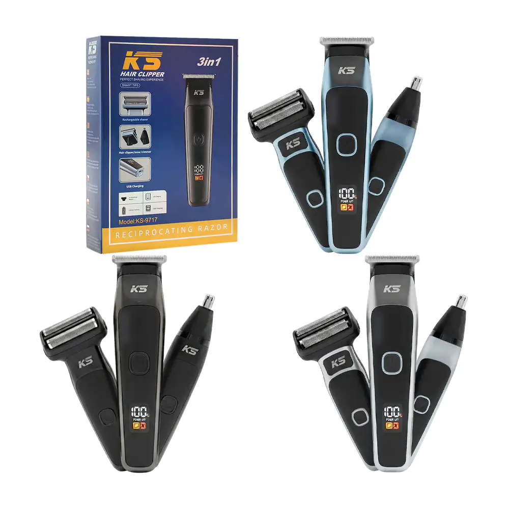 Máquina rasuradora 3en1 inalámbrica con cabezales intercambiables par…