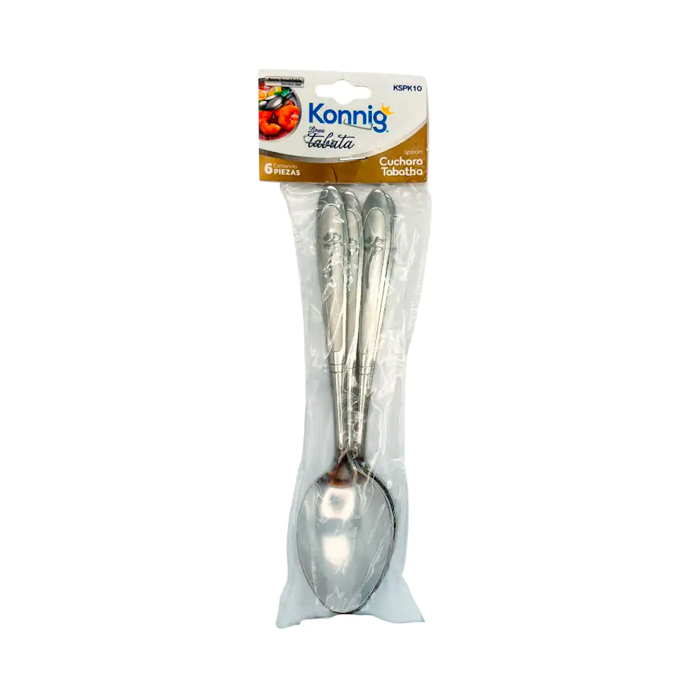 Paquete con 6 cucharas de acero inoxidable con grabado en mango, líne…