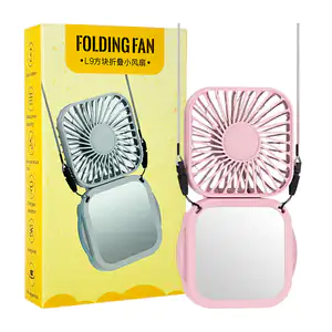 Espejo portátil recargable y plegable con ventilador compacto + correa