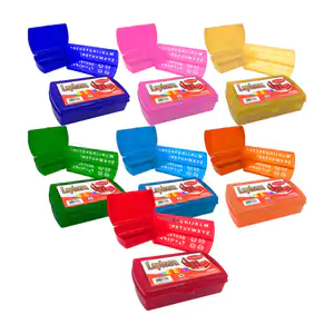 Caja lapicera mediana de plástico con varios compartimentos + plantil…