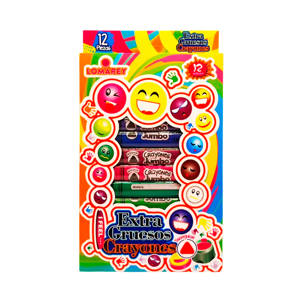 Paquete con 12 crayones triangulares de cera jumbo para entrenamiento, variedad de tonos / lb101