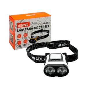 Lámpara tipo minero recargable con doble pantalla, indicador de bater…