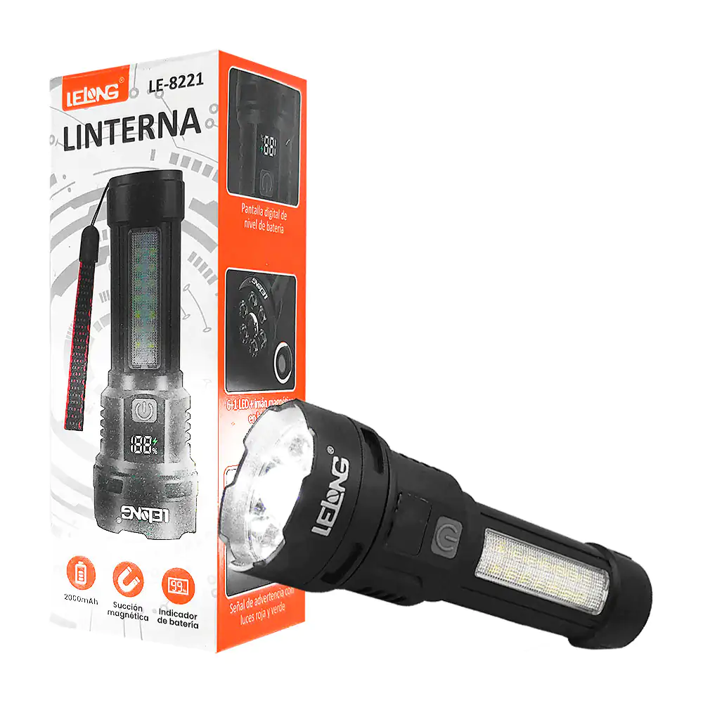 Lámpara de mano recargable con varios modos de luz, indicador de bate…