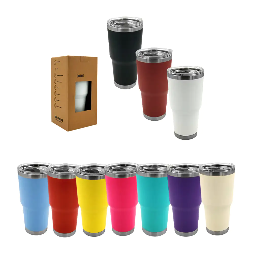 Vaso termo de acero inoxidable liso de 30oz, variedad de colores