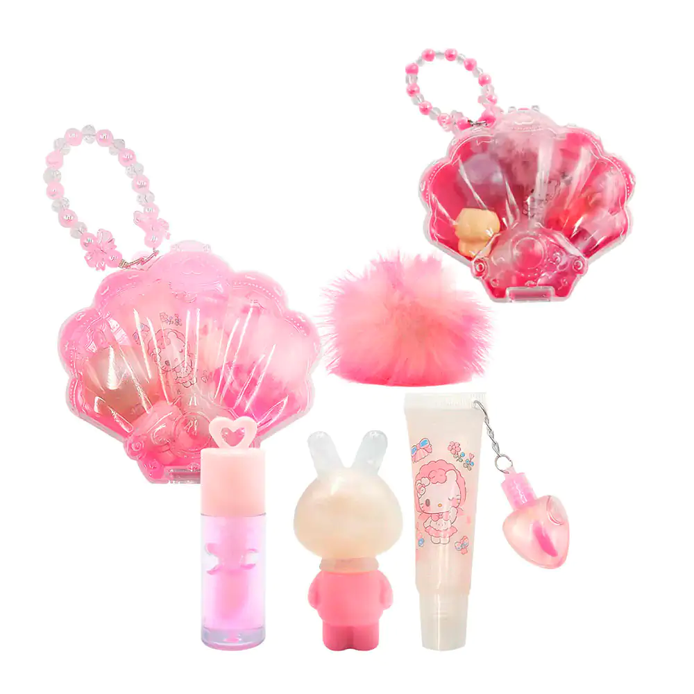 Estuche en forma de concha con kit de belleza con brillo labial, lip gloss e hidratante para labios 