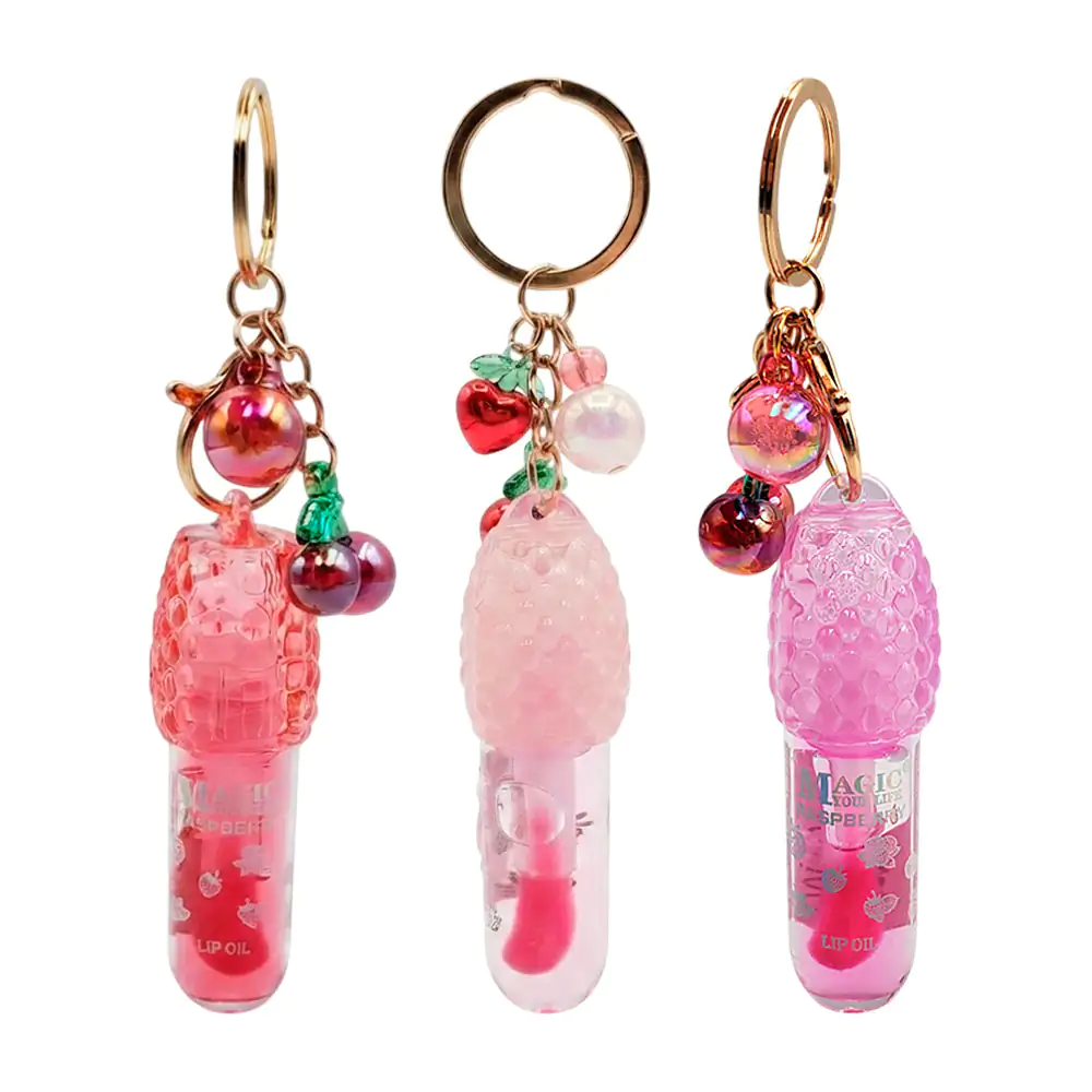 1pz Llavero con brillo labial lip gloss y diseño de uvas, variedad de…