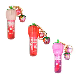 1pz Llavero con brillo labial lip gloss y diseño de fresa, variedad d…