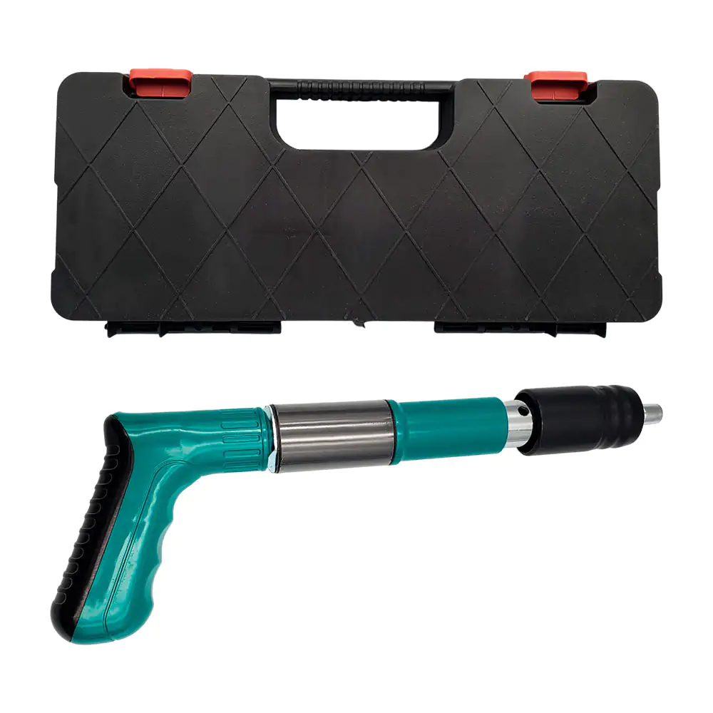 Estuche con pistola clavadora de fijación para pared y lentes de prot…
