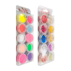 Paquete con 10 frascos c&j flori de brillantina, variedad de colores …