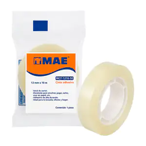 1pza cinta adhesiva transparente de 12mm x 10m, fácil de cortar / mct…